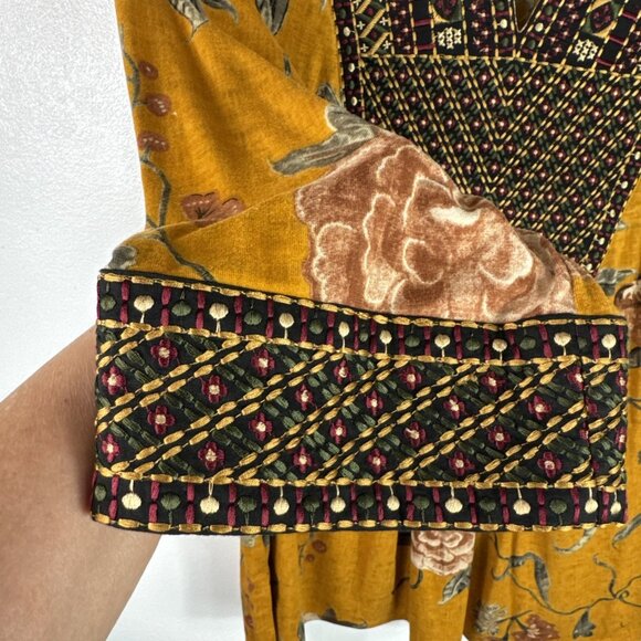 Soft Surroundings Women's Plus 1X Tunic Top Embroidered Mustard 3/4 Sleeve EUC - Picture 5 of 13